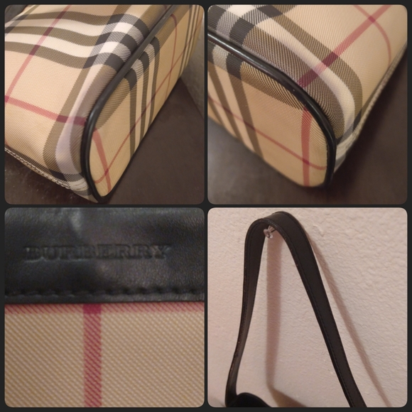 Authentic Burberry Canvas Shoulder Bag Handbag Purse - Picture 6 of 8